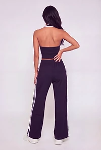 Varsity Stripe Number Graphic Side Slit Pants