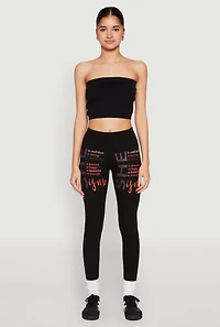 Womens She Is Me Graphic Leggings, Black, Size M