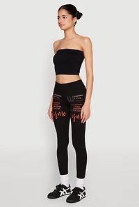 Womens She Is Me Graphic Leggings, Black, Size S