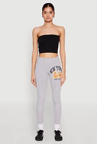 Womens New York Since 1995 Bear Graphic Leggings, Grey, Size M