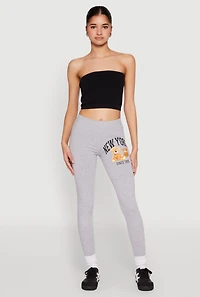 Womens New York Since 1995 Bear Graphic Leggings, Grey, Size M