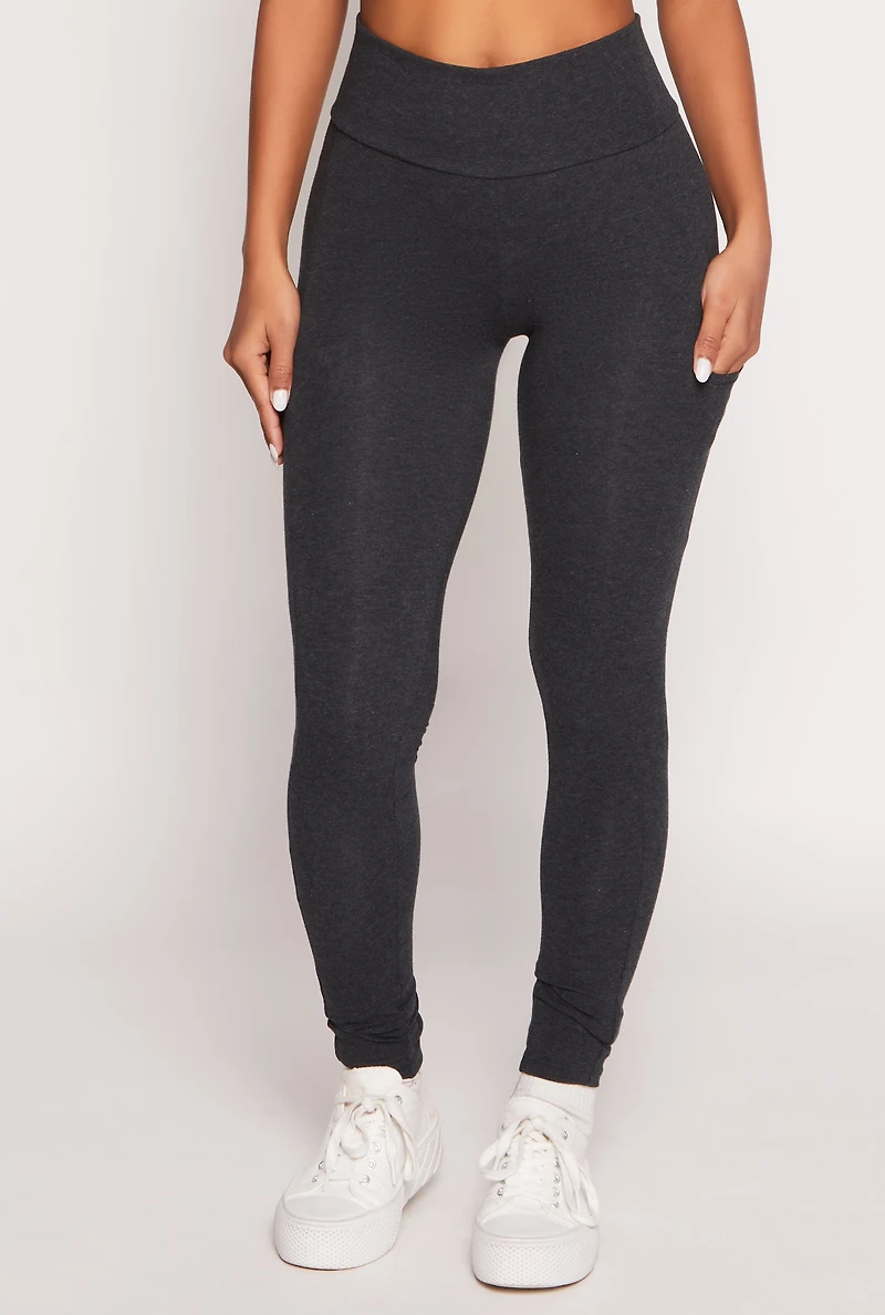 Womens High Waist Cropped Pocket Leggings,