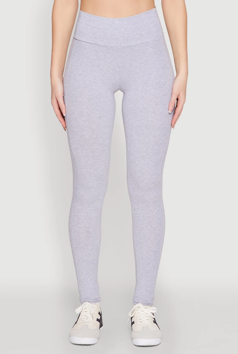 Womens High Waist Cropped Pocket Leggings, Grey, Size M