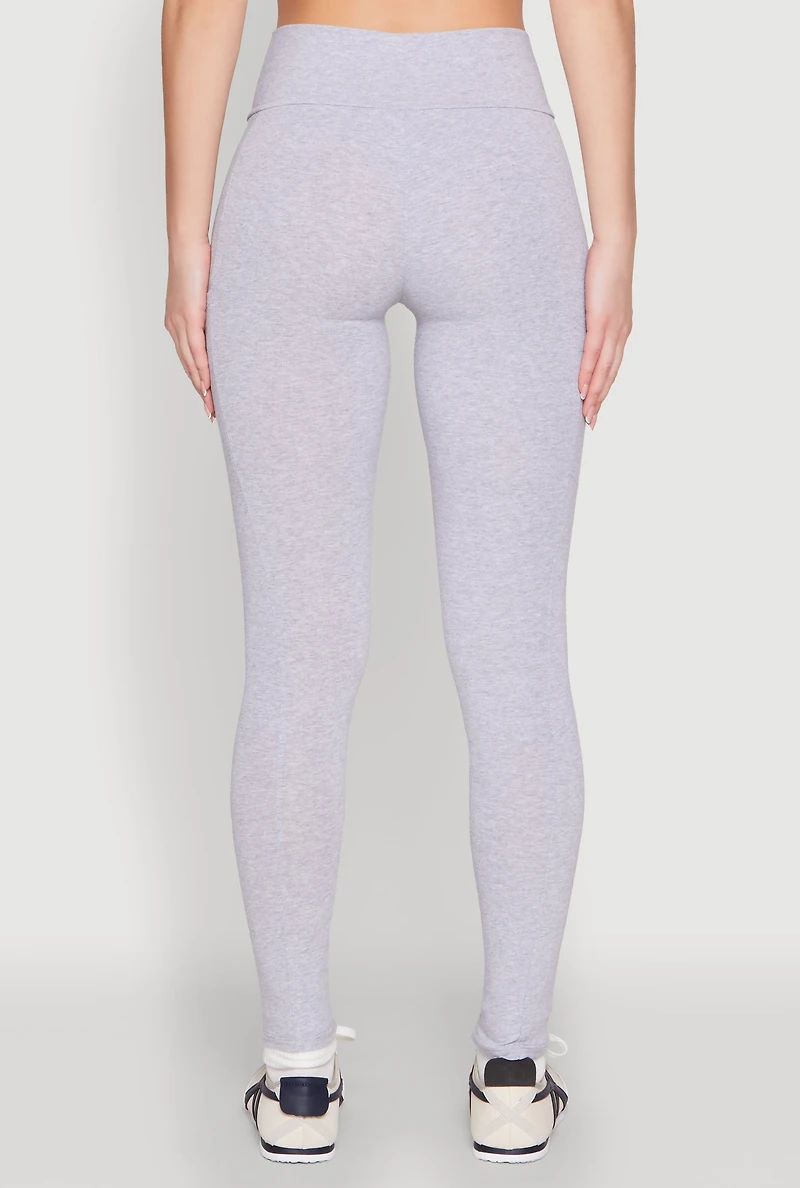 Womens High Waist Cropped Pocket Leggings, Grey, Size M