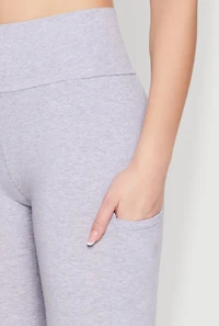 Womens High Waist Cropped Pocket Leggings, Grey, Size M