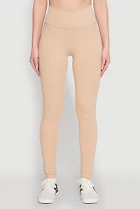 Womens High Waist Cropped Pocket Leggings, Khaki, Size M