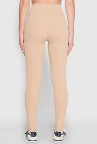 Womens High Waist Cropped Pocket Leggings, Khaki, Size M