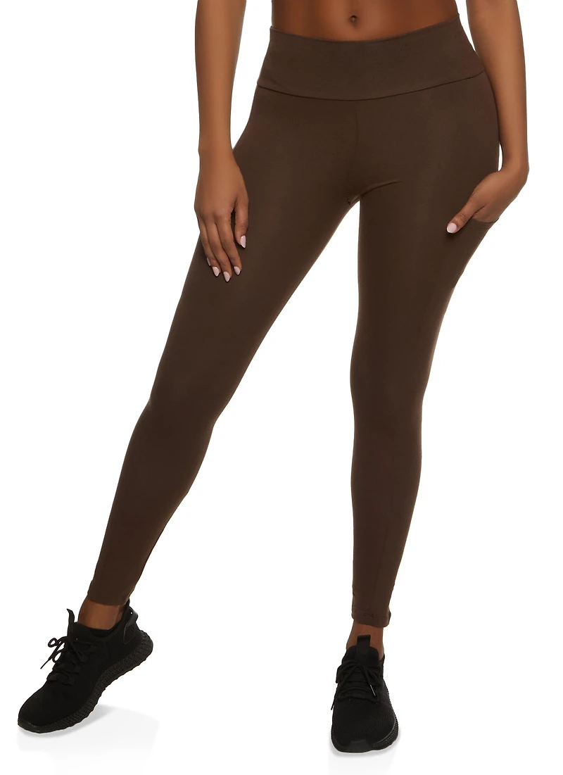 Womens High Waist Cropped Pocket Leggings,