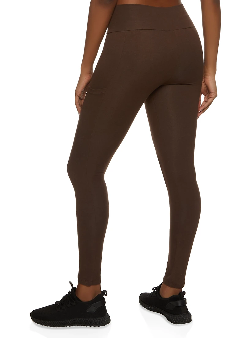 Womens High Waist Cropped Pocket Leggings, S
