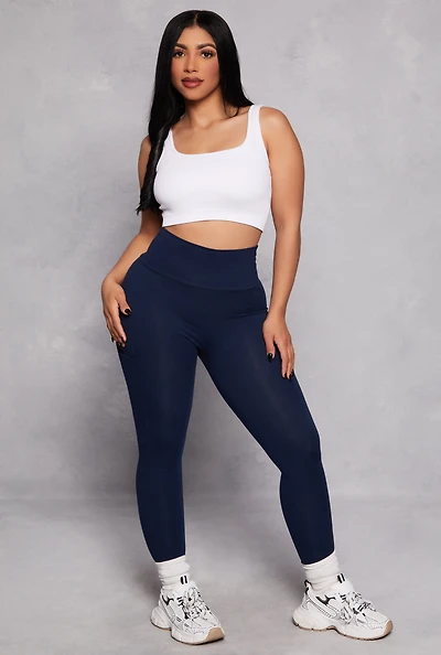 Womens High Waist Cropped Pocket Leggings,
