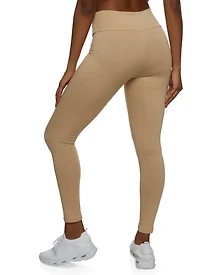 Womens Solid Wide Waist Leggings,