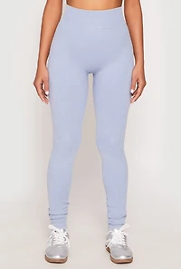 Womens Seamless Acid Wash High Waisted Leggings, Blue, Size S-M