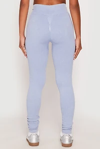Womens Seamless Acid Wash High Waisted Leggings, Blue, Size L-XL