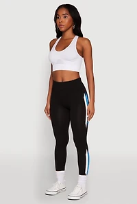 Womens Side Stripe Graphic Leggings with Booty Lift Effect, Black, Size S-M