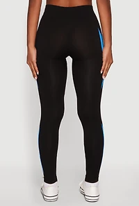Womens Side Stripe Graphic Leggings with Booty Lift Effect, Black, Size S-M