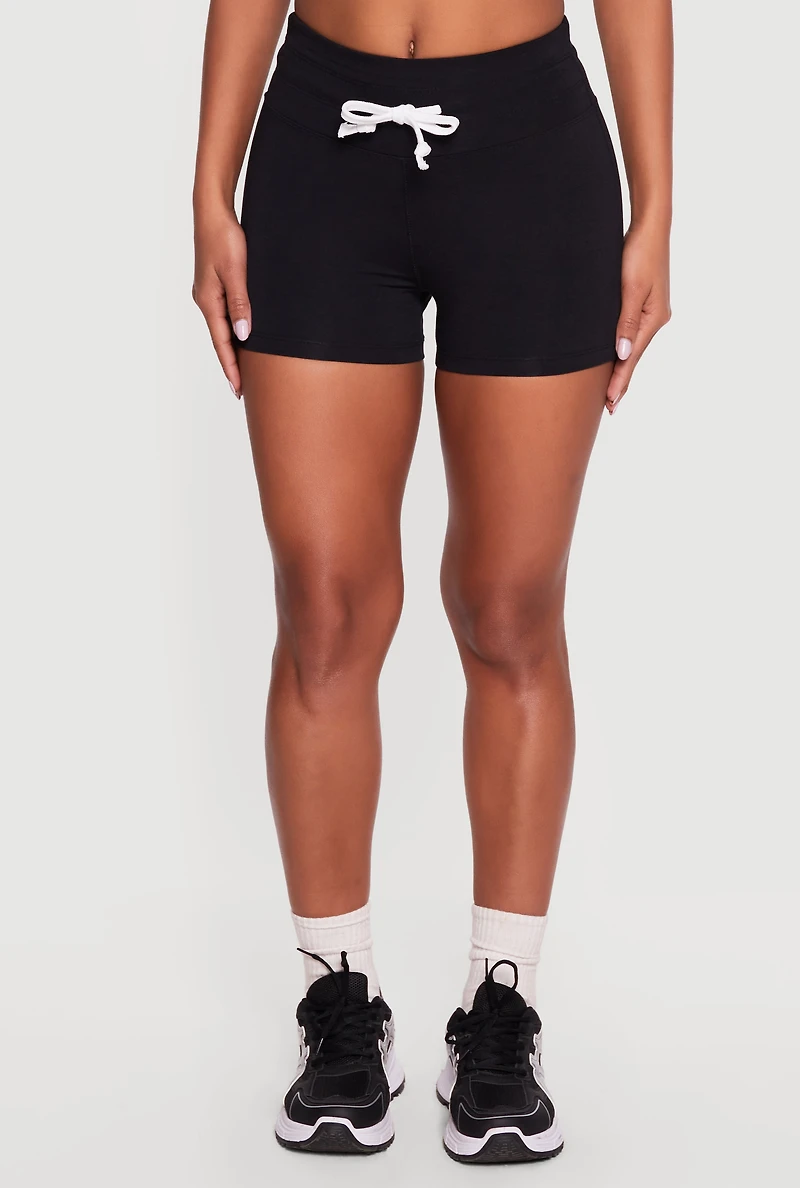 Contrast Drawstring Waist Active Shorts