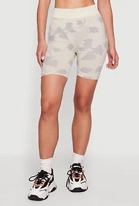 Floral High Waisted Seamless Biker Shorts