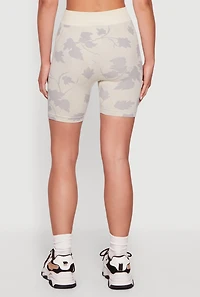 Floral High Waisted Seamless Biker Shorts