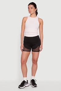 Drop Waist Mesh Detail Biker Shorts