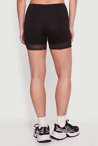Drop Waist Mesh Detail Biker Shorts