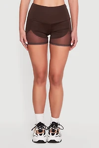 Drop Waist Mesh Detail Biker Shorts