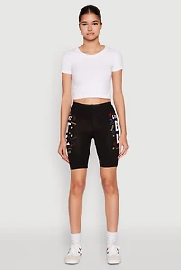 Womens Living My Best Life Graphic Print Biker Shorts, XL