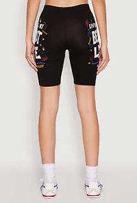 Womens Living My Best Life Graphic Print Biker Shorts, XL
