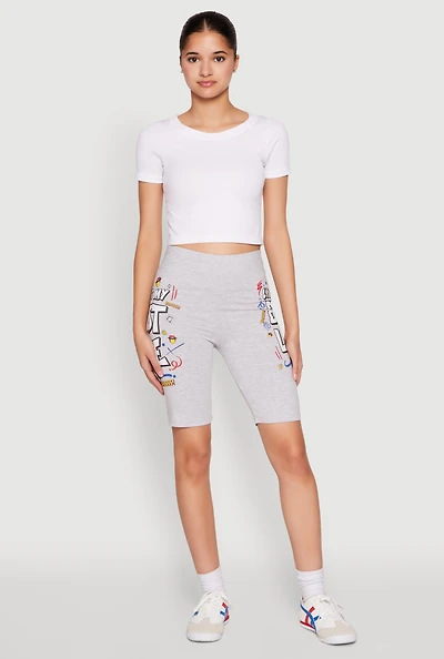 Womens Living My Best Life Graphic Print Biker Shorts,