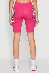 Womens Living My Best Life Graphic Print Biker Shorts, Pink,