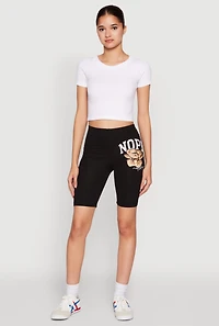 Womens Nope Not Today Bear Graphic Biker Shorts,