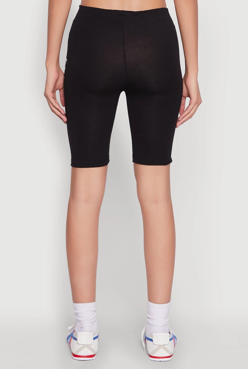 Womens Gods Favorite Graphic Biker Shorts, Black,