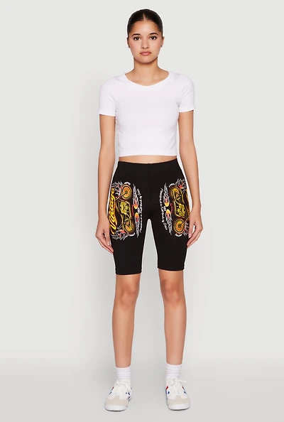 Womens Vintage Motorcycle Biker Shorts, Black, Size M