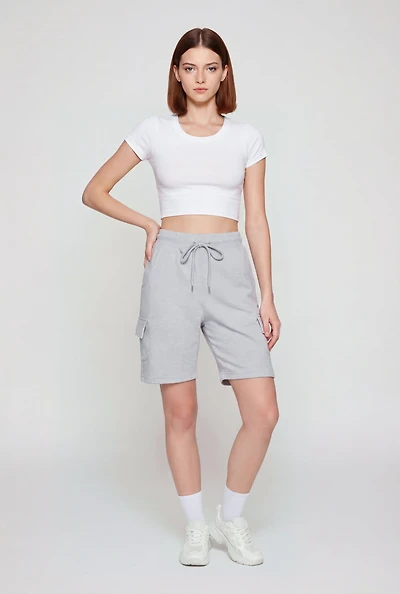 Drawstring Waist Cargo Sweatshorts