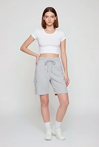 Drawstring Waist Cargo Sweatshorts