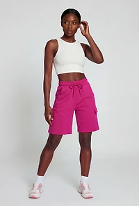 Drawstring Waist Cargo Sweatshorts