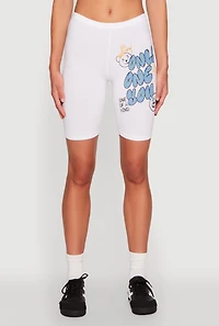 Womens Only One You Graphic Biker Shorts, White, Size S