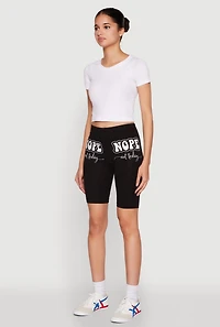 Womens Nope Not Today Graphic Biker Shorts, L