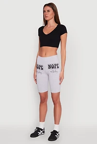 Womens Nope Not Today Graphic Biker Shorts, Grey, Size XL