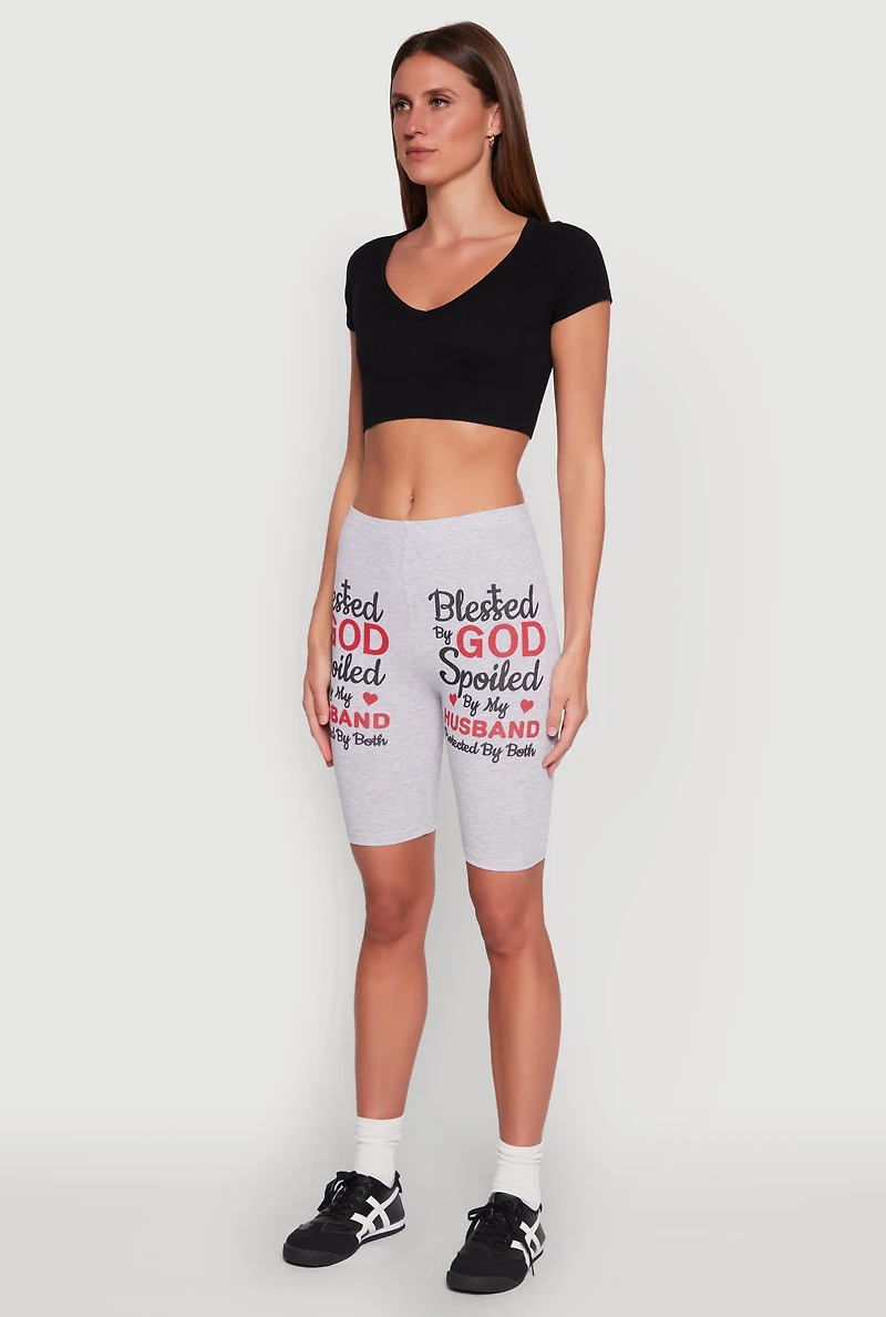 Blessed By God Graphic Biker Shorts