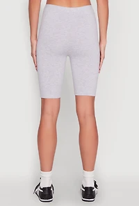 Womens Blessed By God Graphic Biker Shorts, Grey, Size L