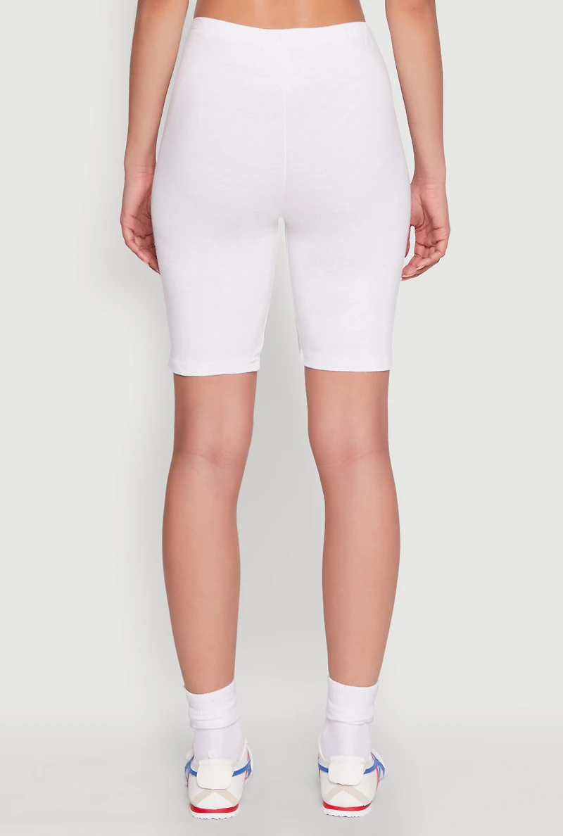 Womens Blessed By God Graphic Biker Shorts, White, Size XL