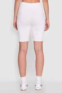 Womens Blessed By God Graphic Biker Shorts, White, Size XL