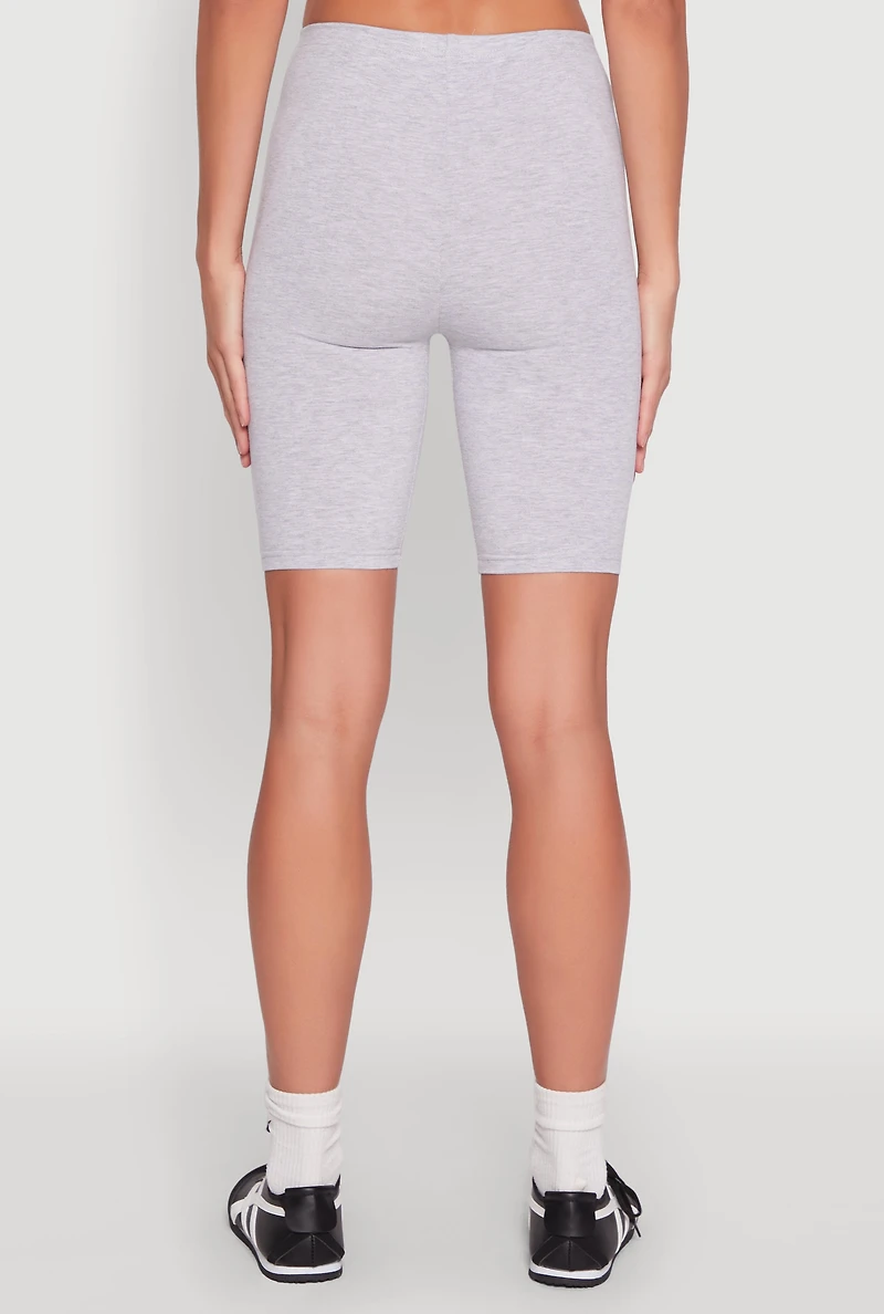 Womens God Above All Else Graphic Biker Shorts, Grey, Size S