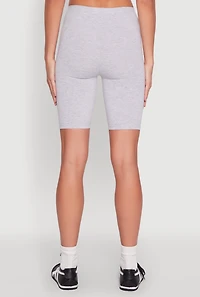 Womens God Above All Else Graphic Biker Shorts, Grey, Size S