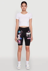 Womens Seamless Graphic Print Bike Shorts, Black, Size XL