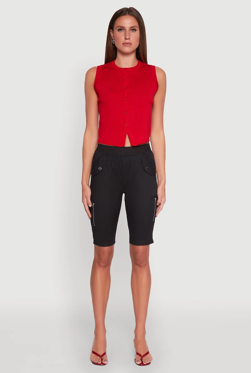 Side Zip Cargo Pocket Bermuda Shorts