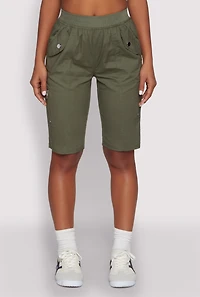 Side Zip Cargo Pocket Bermuda Shorts