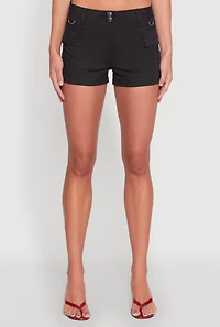 Womens D Ring Tabbed Cargo Shorts, Black, Size M