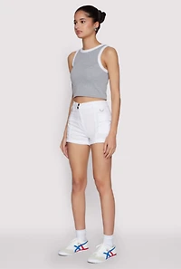 Womens D Ring Tabbed Cargo Shorts, White, Size L