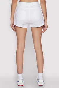 Womens D Ring Tabbed Cargo Shorts, White, Size L